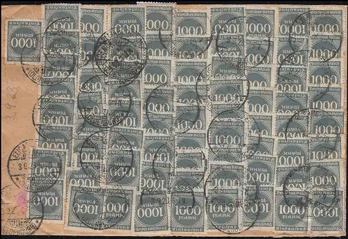 273+280 Francs de masse Infla R-Lettre ELISABETHFEHN 3.9.1923 vers Oldenburg
