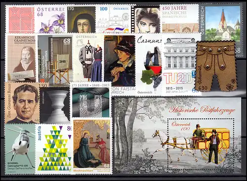 3177-3242 Autriche-Janvier 2015 complet, frais de port **