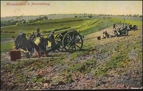 Poste de terrain BS XII.A.K. 178 Rgt. 3.Comp. 3.3.15, batterie de mortier AK en position de feu