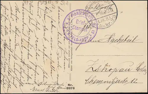 Poste de terrain BS 1. K.S. Pionnierbatl. 5.7.16, AK Berry au Bac Vue de fusillade