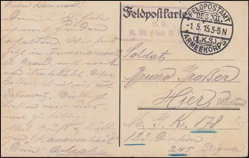 Post BS R.St / Inf.R. du XIIe AK 1.5.15, AE Maintenant, nous voulons les déchirer !