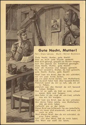 Propaganda-AK Gedicht "Gute Nacht, Mutter" als Feldpost HANAU 22.7.1940