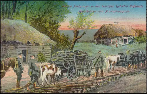 Ansichtskarte Heimkehren vom Proviantmagazin als Feldpost 7.11.1917