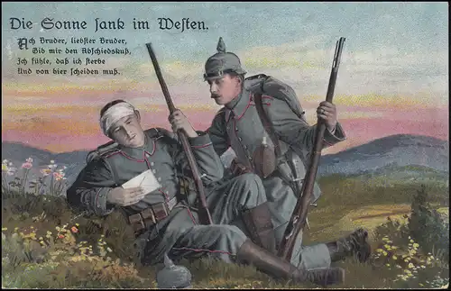 Ansichtskarte Gedicht Die Sonne sank im Westen Abschiedskuss, GÖPPINGEN 14.2.17