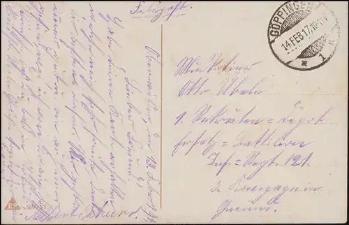 Carte de vue Poème Le soleil a coulé dans l'ouest baiser de départ, GÖPPINGEN 14.2.17