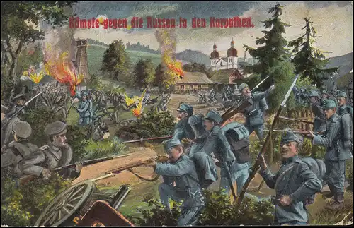 Poste de terrain 1915: BS LOSTMARSCHBAON 4. Compagnie sur AK Combats contre les Russes