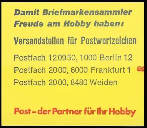 22Iw MH BuS 1980 Buchdruck - mit Zählbalken, postfrisch **