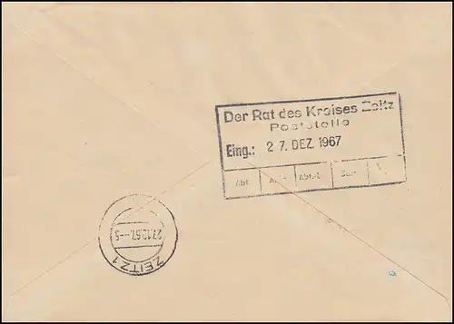 ZKD-Brief Rudolf-Elle-Krankenhaus Orthopädie EISENBERG 22.12.67 n. ZEITZ 27.12.