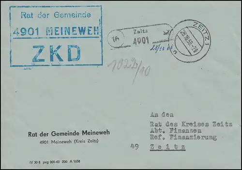 ZKD-Brief Rat der Gemeinde Meineweh Orts-Brief ZEITZ 28.10.66 an Rat des Kreises