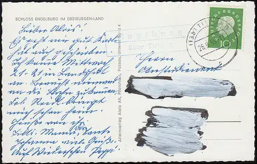 Landpost Engelburg via TITTLING 26.9.59 sur AK Château dans le Land de Trieste