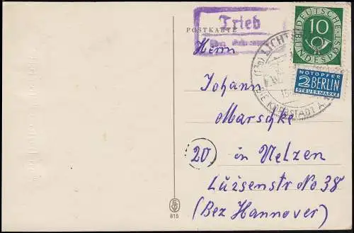 Landpost Rahmen au sujet de LICHENFELS SSt Korbstadt 15.4.52 sur carte de Pâques