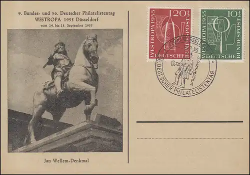 217-18 WESTROPA 1955 als Satz auf Blanko-Schmuck-Karte SSt Düsseldorf 18.9.1955