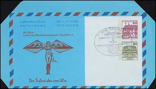 Privatfaltbrief PF 34 Der Schneider von Ulm, passender SSt ULM 20.3.1983 