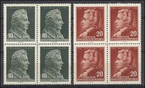 510-511 Compositeur Wolfgang Amadeus Mozart 1956 comme jeu de quatre blocs **