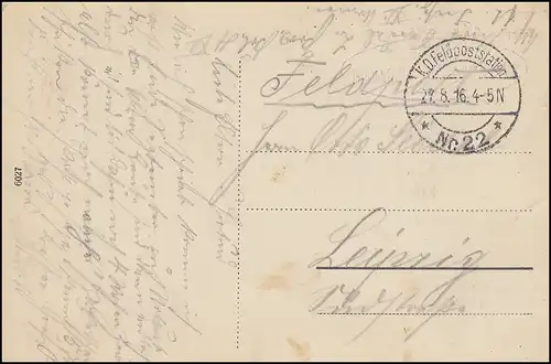 Poste de terrain K.D. Poste n° 22 - 27.8.16 sur AK Scopie inondations mai 1916