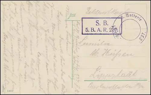 Poste de terrain S.B. 5. Batterie de régiment d'artillerie de champ 237 sur AK 32-cm de mortier