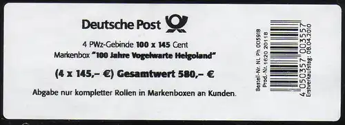 2793 Helgoland - Banderole III: Prod. Nr.: 1620 20118