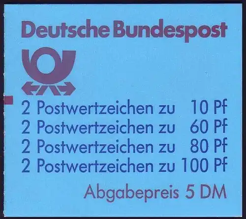 26a MH SWK 5,- DM blau, Abstand Schnittmarkierungen 49,5 mm, mit Zählbalken **