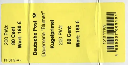 3115 Kugelprimel 80 Banderole / Aufkleber, mit Datum, Abstand 37 mm