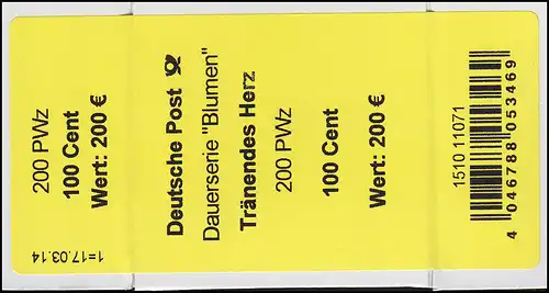 2547 Coeur larmes 100 Banderole / autocollant, indication PWz, avec date