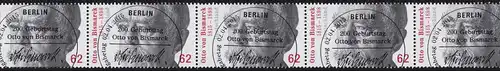 3145 Otto von Bismarck aus Rolle 5er-Streifen mit GERADER Nummer, ESSt Berlin