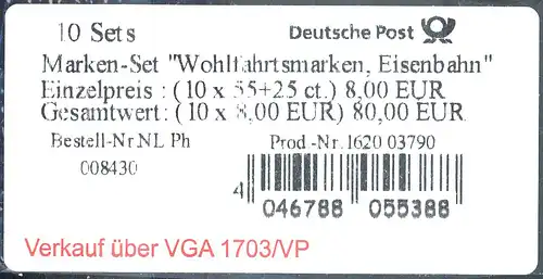 64 MH Eisenbahn, Banderole, Type I - rote Schrift nach links versetzt