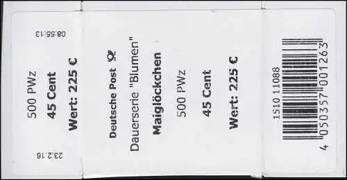 2794 Maiglöckchen 45 Banderole / Aufkleber 500er, mit Datum und Uhrzeit