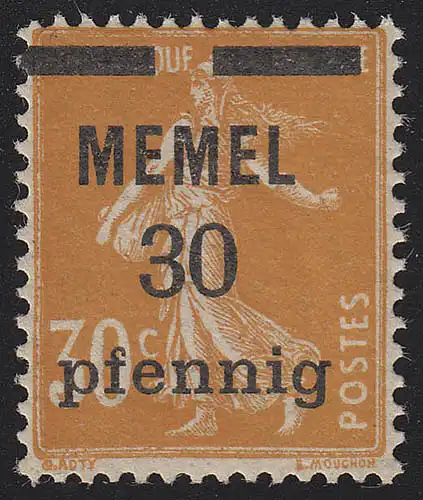 Memel 21x Aufdruck normal 30 Pf. auf 30 C, GC-Papier, ** postfrisch