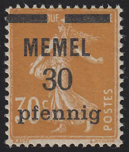 Memel 21x Aufdruck normal 30 Pf. auf 30 C, GC-Papier, ** postfrisch