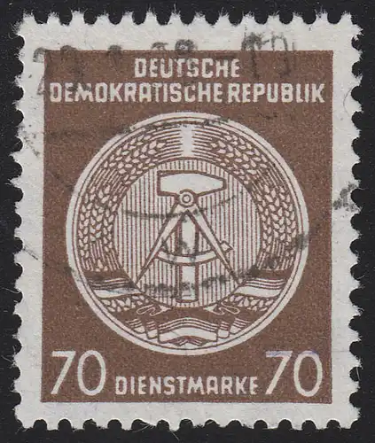41y AY Dienst-A Zirkel 70 Pf. Wz.3 Y, gestempelt O geprüft BPP