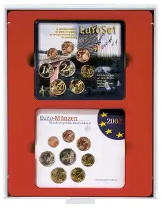 LINDNER d-Münzenbox 2855 Rauchglas für Euro-Kursmünzen-Sätze