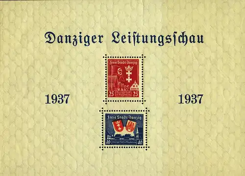 Danzig Block 3I  Leistungsschau 1937 mit Plattenfehler I, postfrisch **