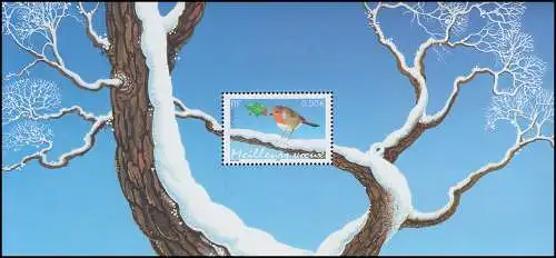 Frankreich Block 35 Weihnachten und Neujahr: Rotkehlchen **, mit Faltkarte