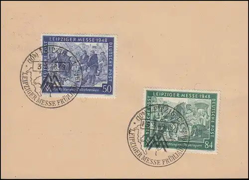 967-968 Messe Leipzig 1948 auf Blanko-Postkarte P 951 SSt Leipzig l 3.3.1948
