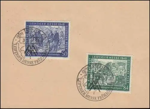 967-968 Messe Leipzig 1948 auf Blanko-Postkarte P 951 SSt Leipzig l 3.3.1948