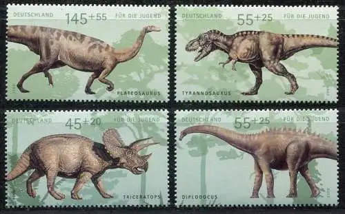 2687-2690 Einzelmarken aus Block 73 Dinosaurier, 4 Werte, Satz **