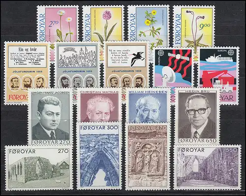 162-178 Danemark-Färöer 1988 complet, ** frais de port