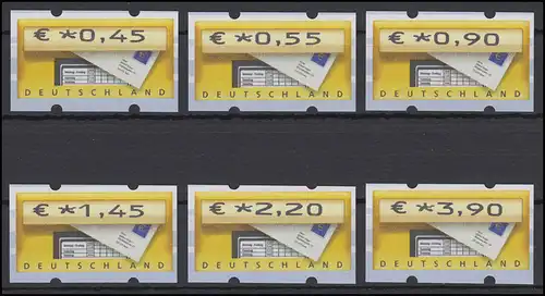 5.1 Boîte aux lettres Euro ensemble 6 Valeurs - Numéro de comptage SCHWARZE **