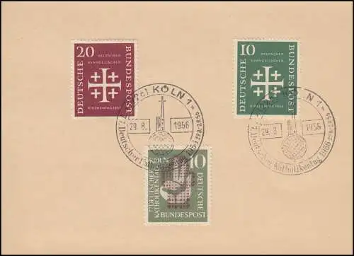 Karte mit 235-236 Evangelicher Kirchentag + 239 Katholikentag, ESSt KÖLN 29.8.56