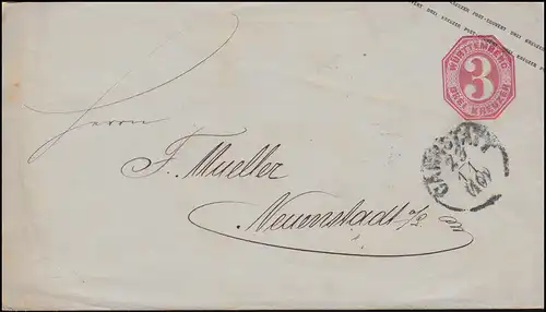 Württemberg Umschlag U 20 aus CANNSTATT 23.11. nach NEUENSTADT a.d.L. 14.11.