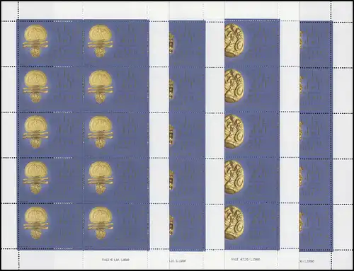 1386-1389 Kleinbogen Goldexponate des Etruskischen Museums, Kleinbogen-Satz **