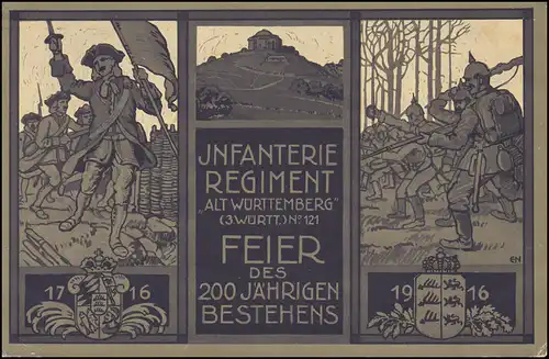 Feldpost Infanterie-Regiment 121. 9 Komp. 2.5.16, AK nach UNTERTÜRKHEIM 3.5.16