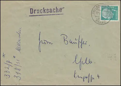 181x Propaganda-Brief LANGENSELBOLD/HANAU 17.9.58 Zudruck Ostdeutschland