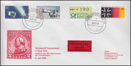 MARINESCHIFFSPOST 56 - 4.2.86 Schulschiff Deutschland in New York Express-Brief 