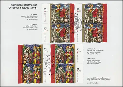 Klappkarte Deutsche Post DHL 2011 mit 2895-2896 Weihnachten Vbl-Satz ESSt Berlin