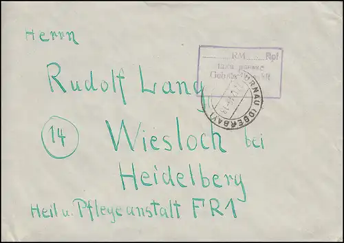 Gebühr-bezahlt-Stempel als R3 Brief MURNAU (OBERBAY.) 27.12.47 nach Heidelberg