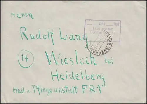 Gebühr-bezahlt-Stempel als R3 Brief MURNAU (OBERBAY.) 27.12.47 nach Heidelberg