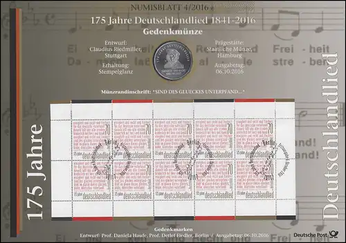 3263 175 Jahre Deutschlandlied - Numisblatt 4/2016