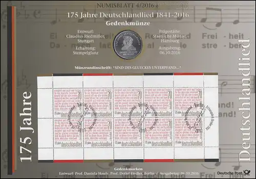 3263 175 ans de chant allemand - Numisblatt 4/2016