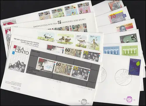 1245-1262 Pays-Bas, 1984 à 11 FDC, numéro NVPH 214-23 avec flor.26+27